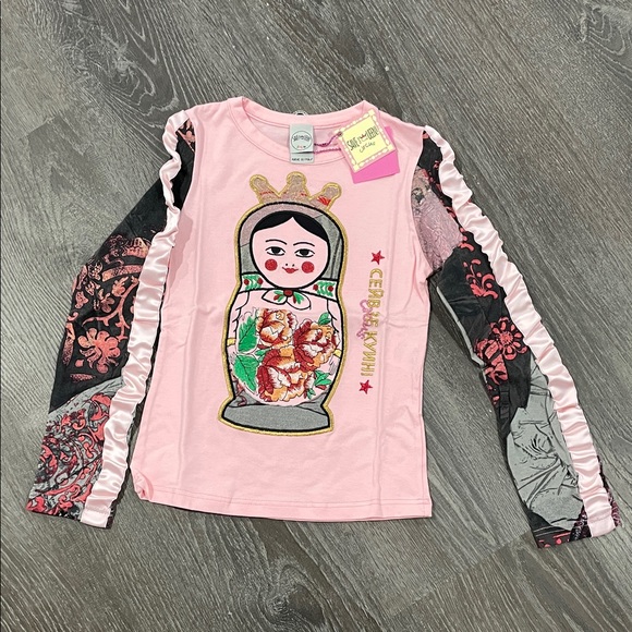 NWT Save The Queen Pink and Black Long Sleeve Kids Top